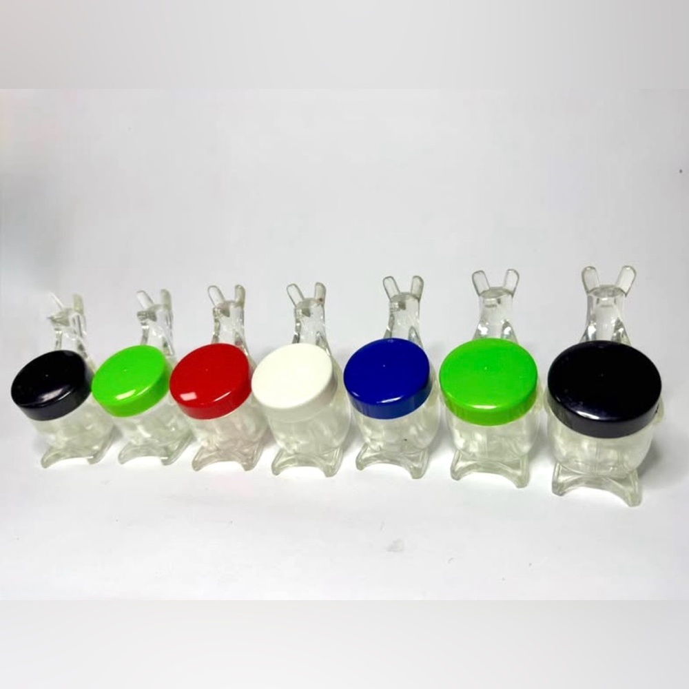 1960s Space Age Lucite Kangaroo Spice Jars / containers – Set of 7 pop kitchen